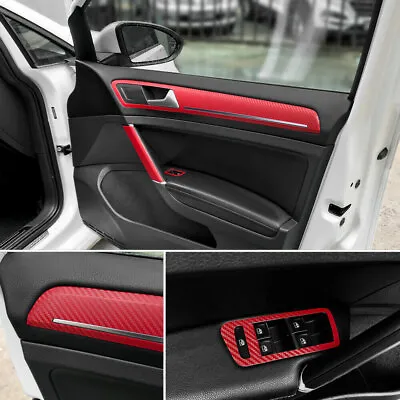 3D Red Carbon Fiber Car Interior Door Panel Protector Sticker DIY Accessories  • $10.12