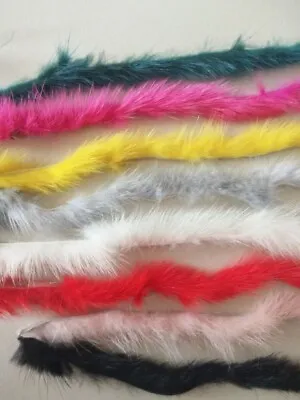 Real Fur Strip Plush Mink Fur Trim Pelt Hides Strip Sew Clothing Hat Craft 39'' • $11.39