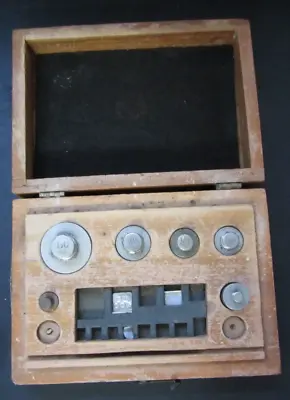 VINTAGE SCALE WEIGHTS IN WOODEN BOX (Not Complete) • $17.95