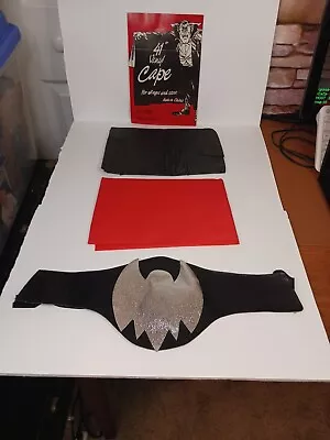 Costume 2 Capes & Bat Belt 41  Vinyl Capes Black & Red Vampire Superhero Devil • $18.70