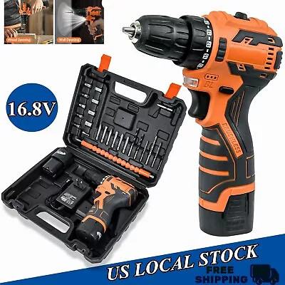 16.8V Electric Drill 3/8 Cordless Power Screwdriver Drill Set W/ 2 Batteries USA • $39.88