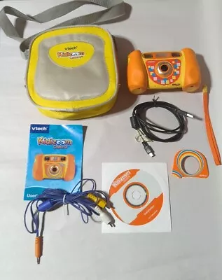 Vtech Kidizoom Camera Orange / Yellow W/ Case Manual Cd Cords - Tested • $18.99