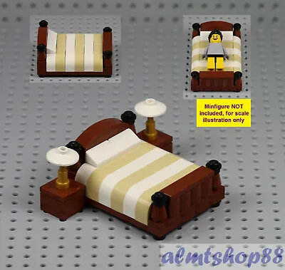 LEGO - Queen King Bed W/ Nightstands - Minifigure Bedroom Home Furniture Town • $11.99
