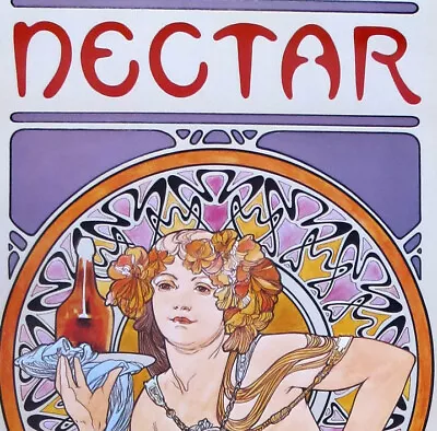 Alphonse MUCHA Nouveau Nectar Superfine Liqueur Vintage Poster 62 X 21 • $25.50