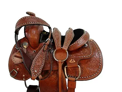 Pony Horse Mini Youth Saddle Children Barrel Trail Miniature Fully Tooled Floral • $265.80