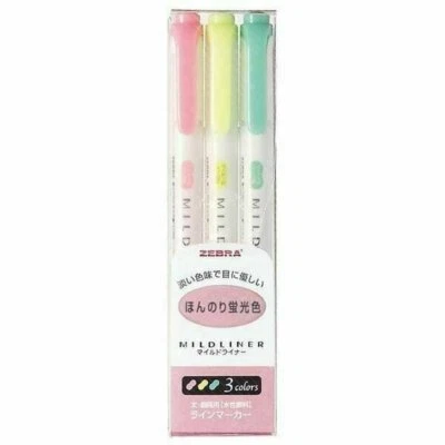 $7.50 • Buy Zebra - Mildliner Highlighter Marker Set Of 3 - Fluroescent - WKT7-3C - TRACKED