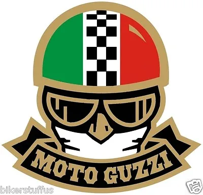 Moto Guzzi With Helmet Bumper Sticker Tool Box Sticker Helmet Sticker • $3.48