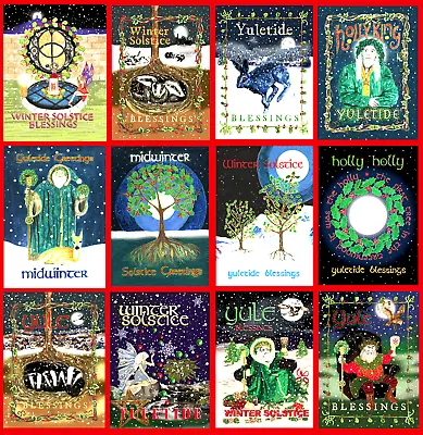 Yule Xmas Winter Solstice Pack Of 12 Colourful Fairy Pagan Cards 1x12 Designs • £13.99