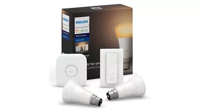  Philips HUE White Ambiance Bluetooth Light Starter Kit/B22 Bulb/Switch/Bridge • $125
