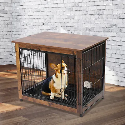 Wooden Dog Crate W/Furniture Style For Small Medium Dogs Indoor End Table • $114