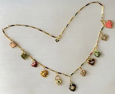 $36 • Buy Vintage Signed JOAN RIVERS 2 Sided 21 Colorful Hearts Charming Dangle Necklace