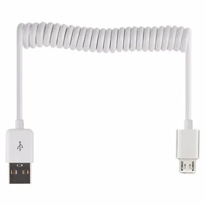 USB 2.0 Male To Micro USB Male Coiled Charging Cable For Android Phones 1m • £4.95