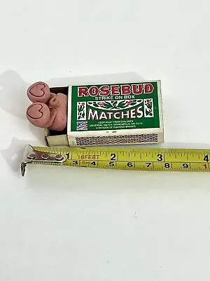 Vintage Rosebud Matches Clay Miniature Pig Figurine  • $9