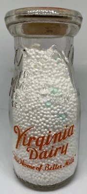 $9.99 • Buy Virginia Dairy - Richmond VA. - 1/2 Pint Orange Pyro And Embossed