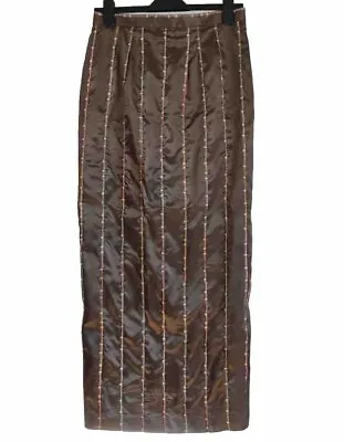 Y2K Fairycore Maxi Skirt Oni Onik Brown Taffeta Long Skirt Festival Fits UK 8 • £13.99