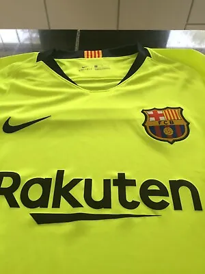Mens Nike Rare Barcelona Short Sleeve Football Soccer Jersey Neon Yellow Xl Nwt • $35.56