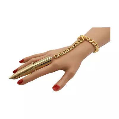 Hot Women Gold Metal Hand Chain Fashion Bracelet Long Finger Nail Connected Ring • $8.96