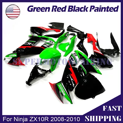 Green Black Fairing Kit For Kawasaki Ninja ZX10R 2008 2009 2010 ABS Bodywork Set • $359