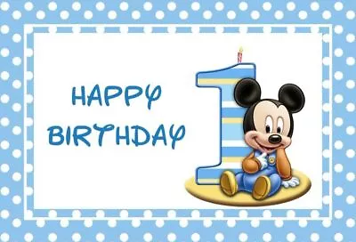Mickey Mouse Backdrop Boys 1st Birthday Party Banner Background Baby Shower • $23.79