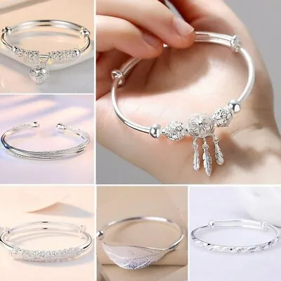 925 Silver Dreamcatcher Cuff Bracelet Beads Charm Adjustable Bangle Women • $2.65