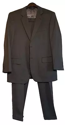 Joseph A Bank 2 Piece Suit Mens 44R Pants 36R Dark Brown 100% Wool Cuffed Pleats • $74.95