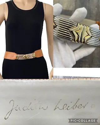 Vintage JUDITH LEIBER Brown Chunky Leather Belt • $65