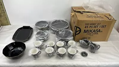 🔥RARE! NEW! Mikasa Fine China L9903 MIDNIGHT GOLD Complete 45-pc Service For 8 • $369.99