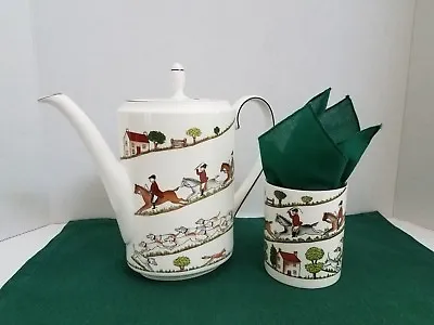 COALPORT  FINE BONE CHINA HUNT SCENE COFFEE POT W/LID PERFECT CONDITION- 40 Oz • £274.79