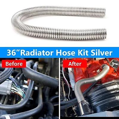 36''Universal Water Hoses Adapter Coolant Radiator Hose Kit With Chrome Caps*2 • $29.99