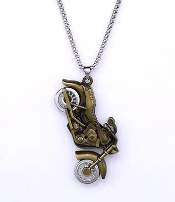 Men's Amulet Stainless Steel Retro Motorcycle Necklace Pendant Jewelry • $9.99