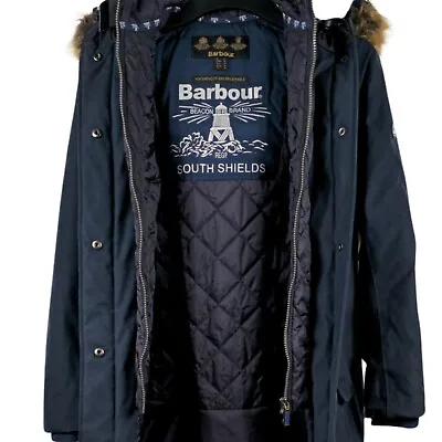 Barbour Coastal Women’s Navy Coldhurst Jacket Fur Hood UK 10 New With Tags • £129.99
