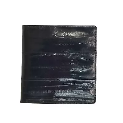 Vintage Black Eel Skin Credit Card Folded Wallet Billfold 4 X4.5  [New] • $40