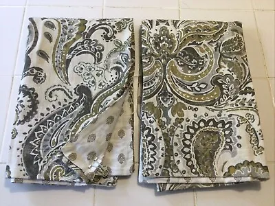 Pair Nicole Miller Home Standard Paisley Pillow Shams Gold Silver Cream Charcoal • $22