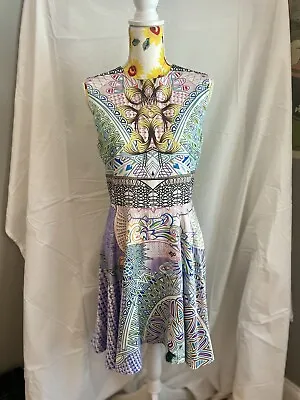 Mary Katrantzou Sleevless Fit & Flare Geometric Print Dress Size US 8/ UK 12 • $89.99