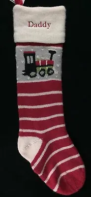 Pottery Barn Kids Natural Fair Isle Christmas Stocking Daddy New Train Gray Red • $16.14
