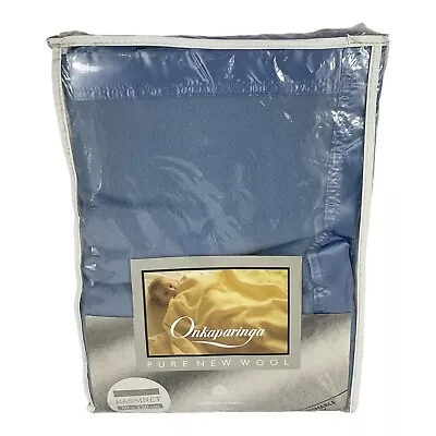 ONKAPARINGA Blanket Blue Cot Pure New Merino Wool 80 Cm By 120 Cm • $79.95