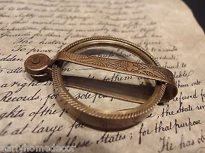 Antique Vintage Style Brass Pocket Folding Optical Glass Magnifying Lens Loupe • $35