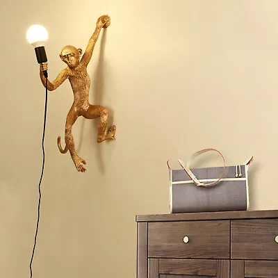 Monkey Shape Wall Light Vintage Golden Table Lamp Resin Sconce Lamp Fixture USA • $59.85