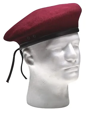 Military Style Wool Beret Green Red Black Blue Maroon Mens French Hat All Sizes • $16.99