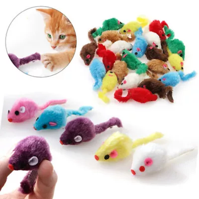 24PCS Cute Pet Cat Kitten Furry Toy Mice Rattle Mouse Interactive Play Fun TOY • $8.46