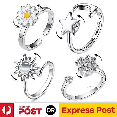 $7.99 • Buy Anxiety Worry Fidget Spinner Ring Meditation Spinner Ring Adjustable Opening AU
