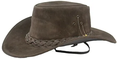 £16.95 • Buy Australian Western Style Real Leather Bush Cowboy Hat Removable Chin Strap UK