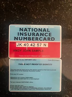 Replacement National Insurance NI Number Card • £5