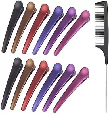 12pcs Sectioning Clips + 1pcs Antistatic Tail Comb Professional Hair Clamp Grips • £8.10