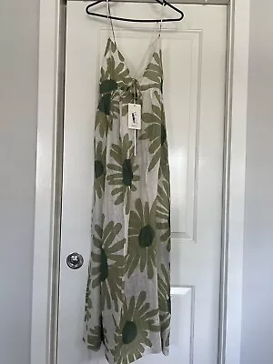Zulu And Zephyr Aloe Flower Linen Dress Size 10 • $300