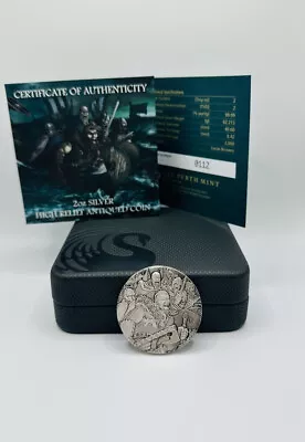 2018 ~ Vikings: Warfare ~ 2 Oz 9999 Silver Coin - Perth Mint ~ Antiqued ~ • $150