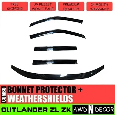 $107.99 • Buy Bonnet Protector + Weathershield Visors For Mitsubishi Outlander ZL ZK 2012-2021