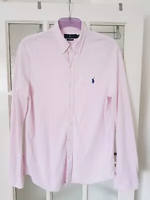 Ralph Lauren Knit Oxford Long Sleeve Shirt In Pink Size XL  Great Condition • £15