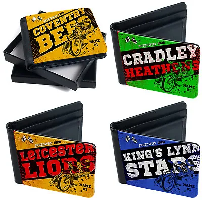 Personalised Speedway Wallet Motorbike Bi Fold Coin Card Mens Dad Racing Gift • £14.95