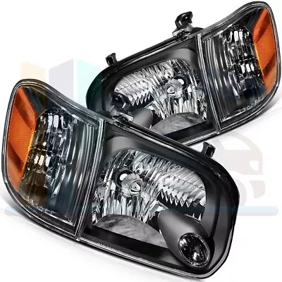 Headlights For 2005-2006 Toyota Tundra 05-07 Sequoia Black Pair Headlamps Corner • $83.88